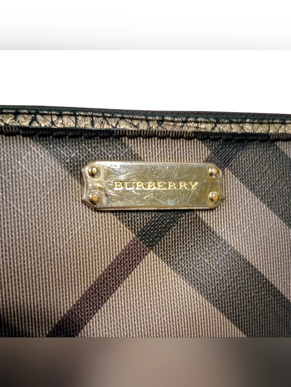 Burberry Smoke Check Stitch Small Zippy Wallet In Antique Gold - Picture 4 of 16